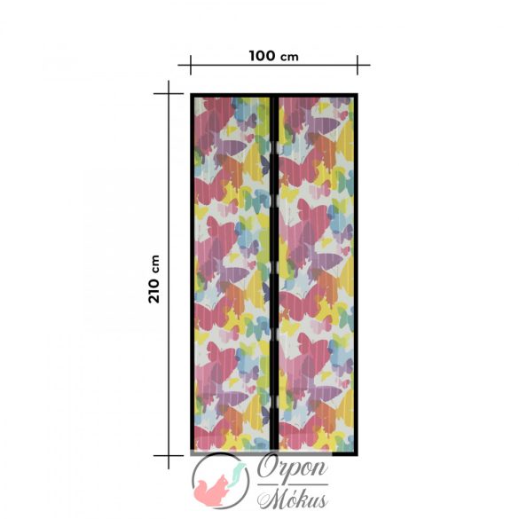 Szúnyogháló függöny ajtóra: mágneses- 100 x 210 cm - színes pillangós