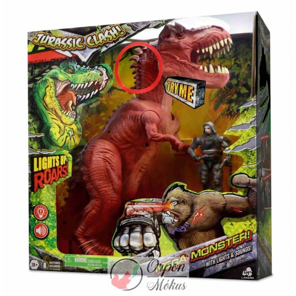 Jurassic Clash T-rex kis szett 32 cm piros