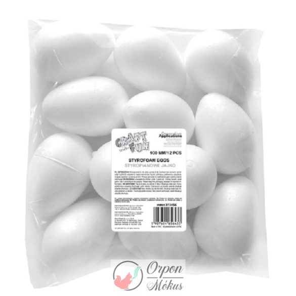 Polisztirol tojás, díszíthető, 12 db/csomag