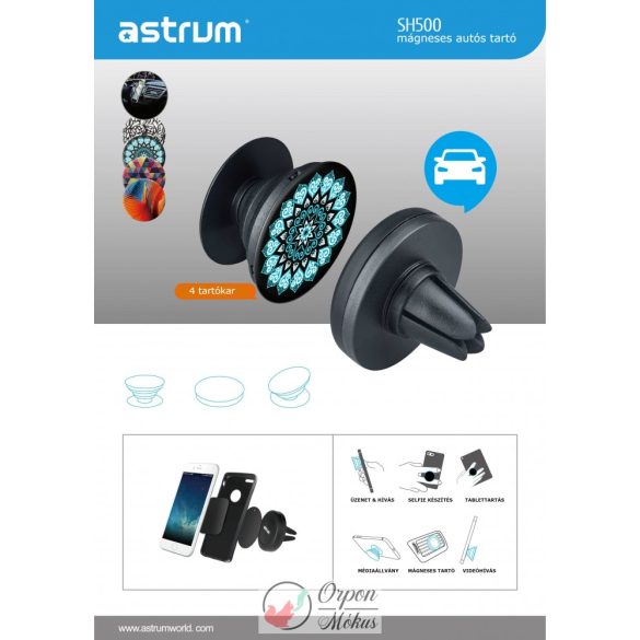 Astrum SH500 2in1 telefontartó és mágneses autós tartó fekete, fehér