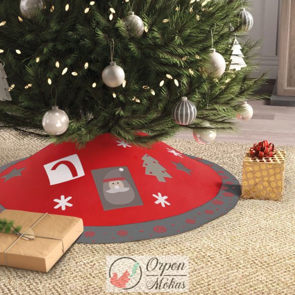 Karácsonyfa alá terítő: szürke/piros (97 cm - poliészter)