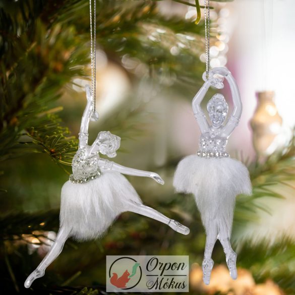 Karácsonyi dísz: akril balerina - 14 x 4 x 4 cm - 2 db / csomag
