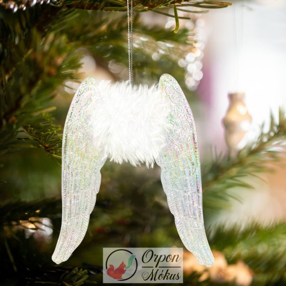 Karácsonyi dísz: irizáló, akril angyalszárnyak - 15 x 12,5 x 1,5 cm