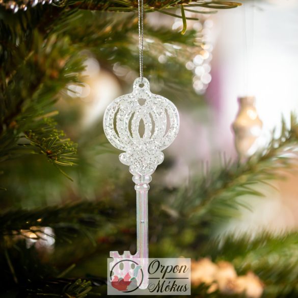 Karácsonyi dísz: irizáló, akril kulcs - 165 x 60 x 10 mm