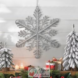 Karácsonyi dísz: ezüst jégkristály - 29 x 29 x 1 cm