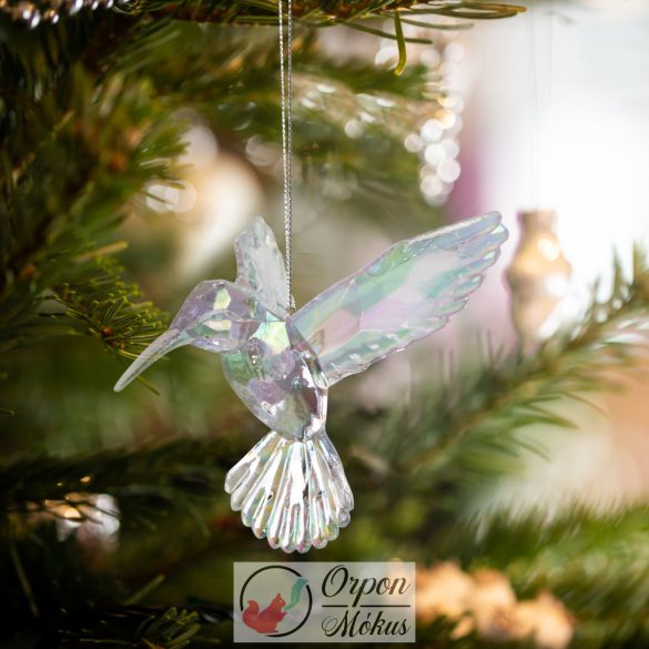 Karácsonyi dísz: irizáló, akril kolibri - 95 x 100 x 65 mm