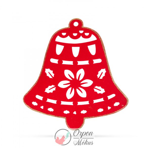 Karácsonyi dekor: harang (39,5 x 42 cm - piros / arany)