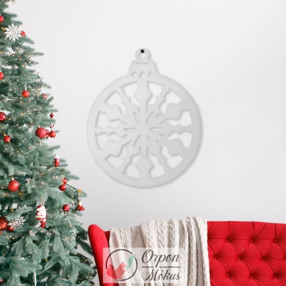 Karácsonyi dekor: gömbdísz (36,5 x 44 cm - fehér / arany)