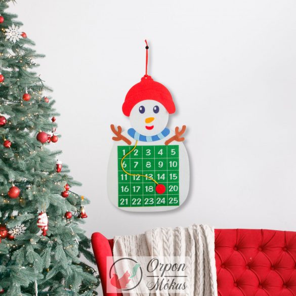 Karácsonyi adventi naptár: Hóember (tépőzáras jelölővel)