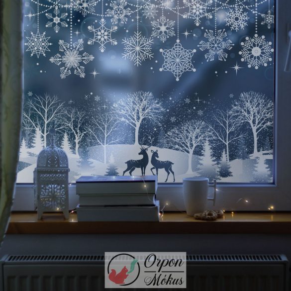 Karácsonyi ablakdekor:glitteres, átlátszó (2 féle)