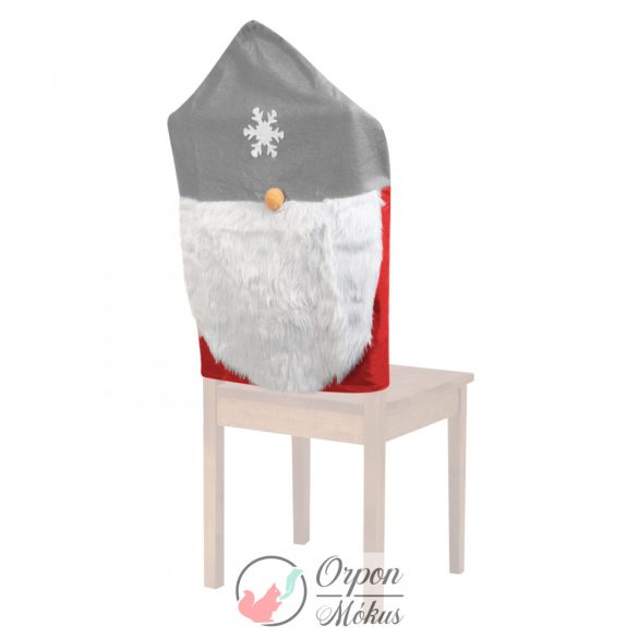 Karácsonyi székdekor: skandináv manó (50 x 60 cm - szürke/piros)