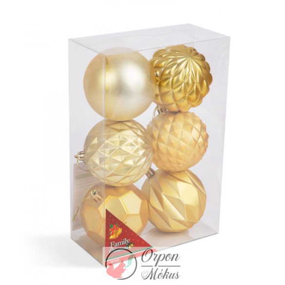 Karácsonyfadísz szett: Modern gömbdísz (arany - 6 db / csomag)