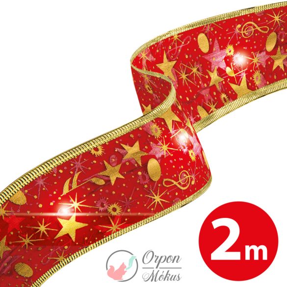 Karácsonyi LED-es szalag: piros - 2 m x 5 cm - 2 x AA