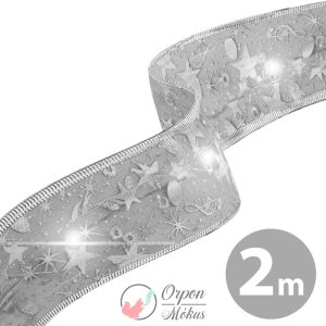 Karácsonyi LED-es szalag: ezüst - 2 m x 5 cm - 2 x AA