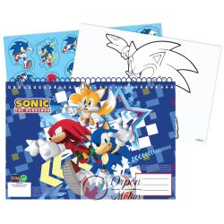  Sonic a sündisznó A/4 spirál vázlatfüzet: 40 lapos matricával 