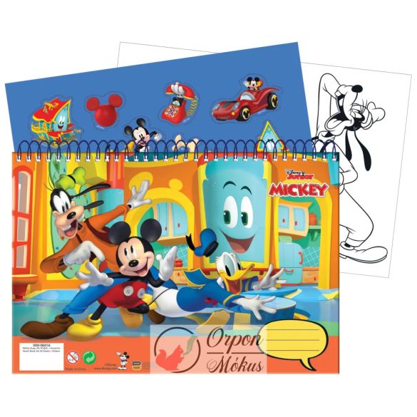 Disney Mickey Fun Times A/4 spirál vázlatfüzet: 40 lapos - matricával