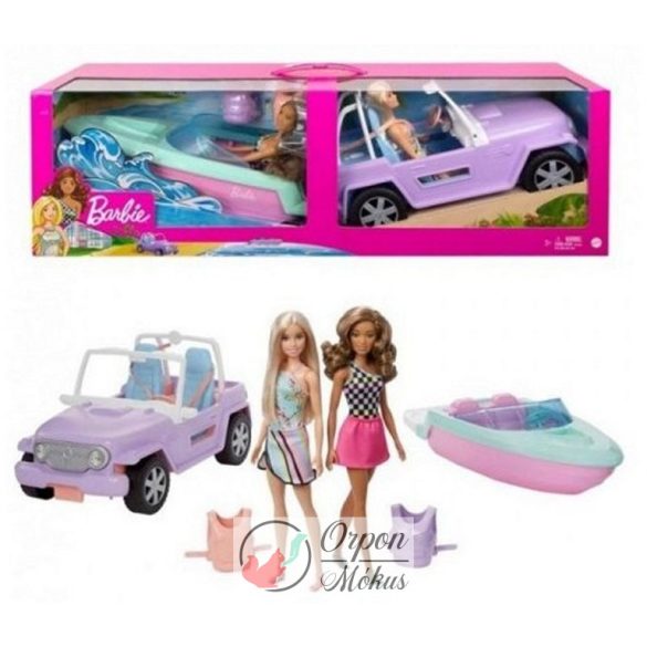 Barbie Boat and Jeep: 2 babával, motorcsónakkal, terpjáróval (Mattel)