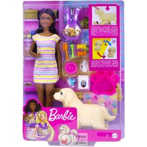 Barbie baba kutyával és kölykökkel (Mattel)