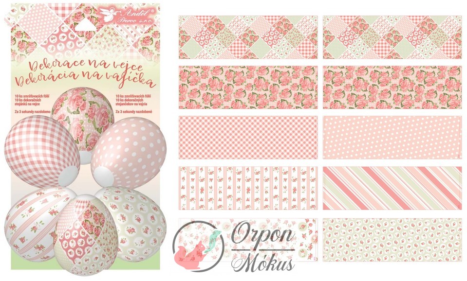Húsvéti tojásdíszítő fólia 10 db, rózsaszín