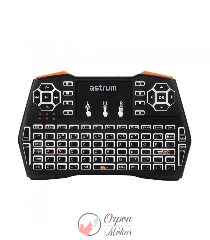 Astrum KW360 vezeték nélküli billentyűzet LED háttérvilágítással, multi-touch funkció (Smart TV kompatibilitás), angol kiosztás